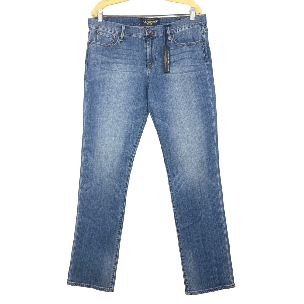 NEW Lucky Brand Sweet Straight Jeans Womens 14/32 Blue Medium Wash Denim NWT - Picture 3 of 8